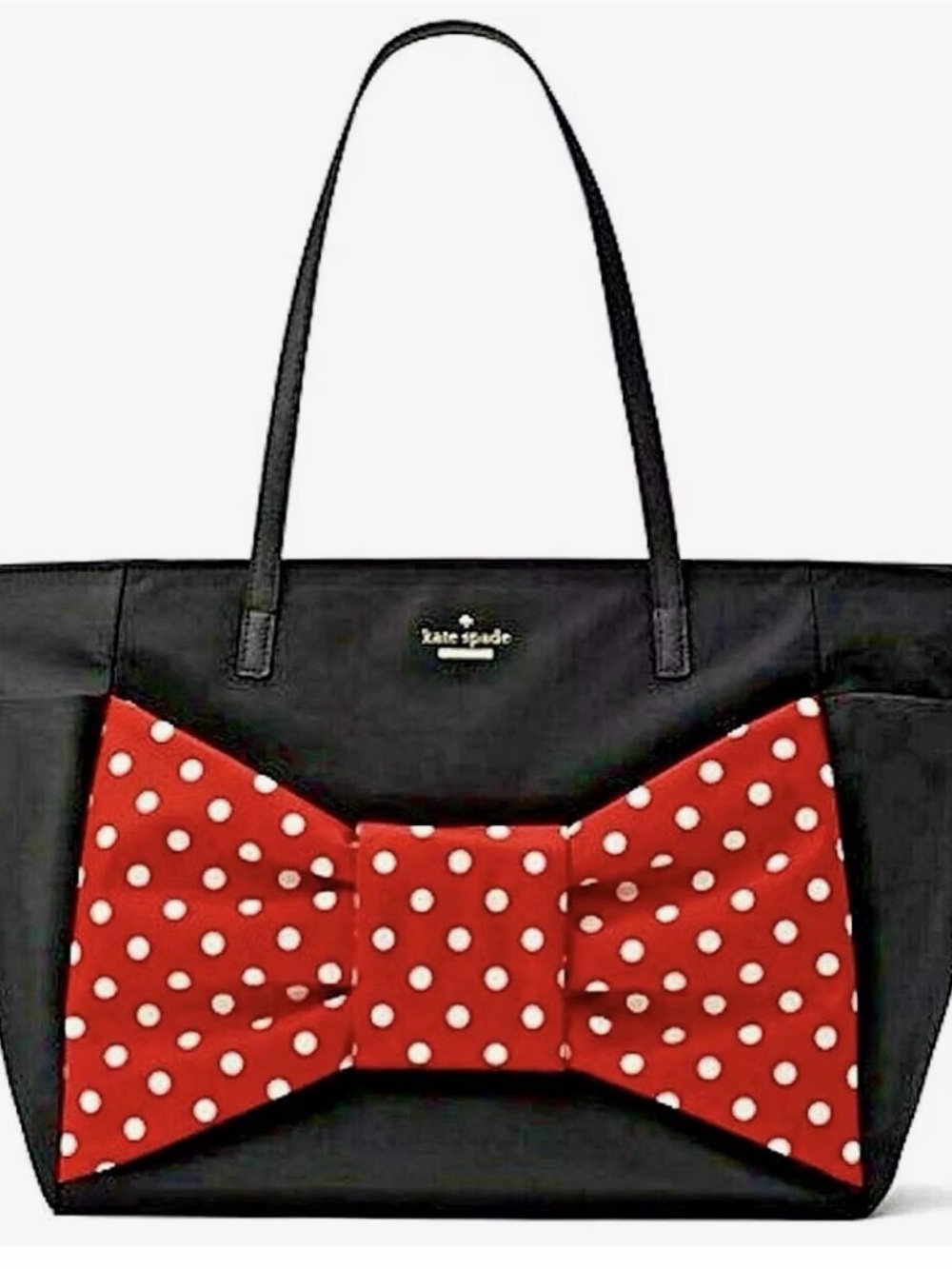 kate spade Black Tote with Red Polka Dot Bow Accent